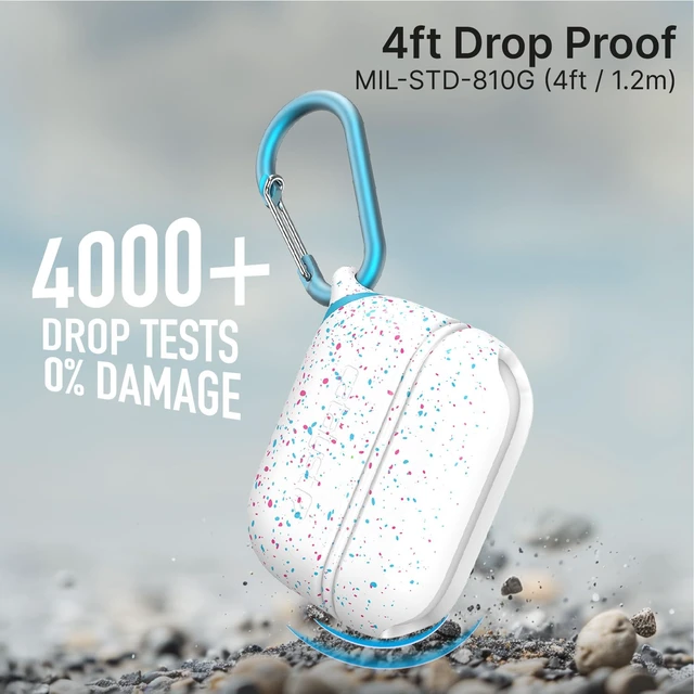 Alt view image 5 of 7 - Waterproof Case for AirPods Pro 2nd Generation and AirPods Pro 1st Generation - Wireless and USB-C Charging Compatible, One Piece Design, High Drop Protection Case with Carabiner