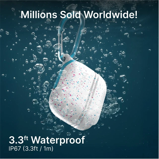 Alt view image 7 of 7 - Waterproof Case for AirPods Pro 2nd Generation and AirPods Pro 1st Generation - Wireless and USB-C Charging Compatible, One Piece Design, High Drop Protection Case with Carabiner