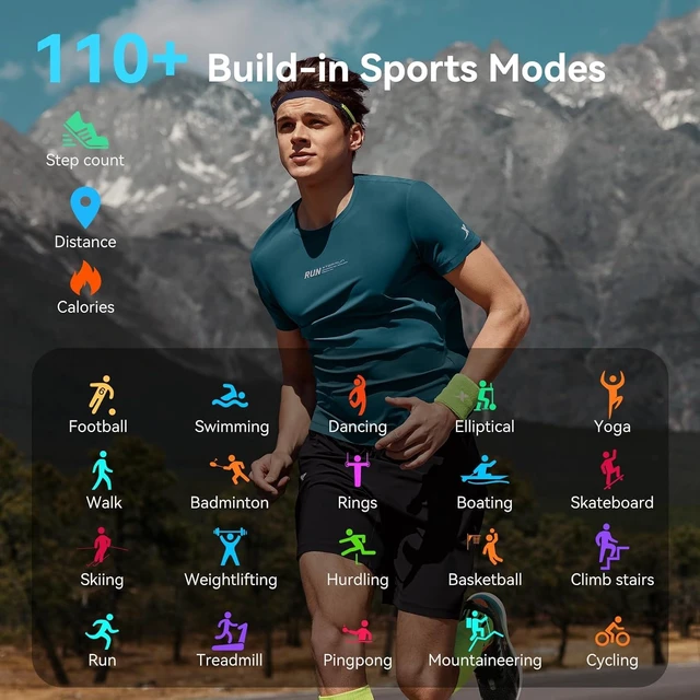 Alt view image 6 of 7 - Smart Watch for Men GPS, 2.06"HD AMOLED Military Multisport Fitness Tracker with Bluetooth Call/Compass/Barometer/Altitude 5ATM Water-Resistance Heart Rate/Sleep Monitor, Outdoor for Android iOS