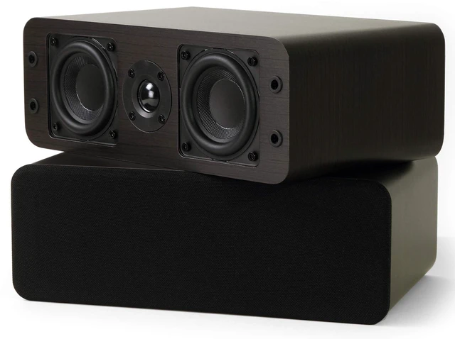 Alt view image 3 of 5 - OoO Slim Passive Bookshelf Speakers Home Theater, Stereo Pair, Walnut Amplifier Required, Dual 3-Inch Woofers, 0.75-Inch Silk Tweeter, Under 4-Inch Wide, Desktop, Surround Sound, Wall Mountable
