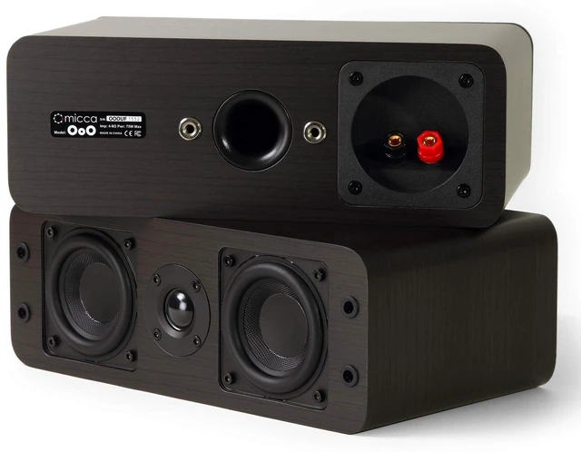 Alt view image 4 of 5 - OoO Slim Passive Bookshelf Speakers Home Theater, Stereo Pair, Walnut Amplifier Required, Dual 3-Inch Woofers, 0.75-Inch Silk Tweeter, Under 4-Inch Wide, Desktop, Surround Sound, Wall Mountable
