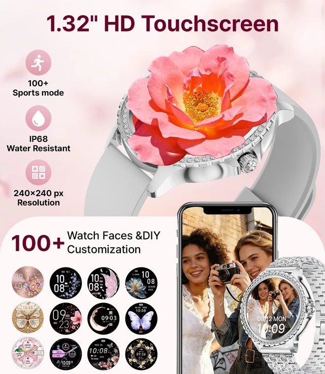 Alt view image 2 of 7 - Smart Watches for Women,1.32" HD Fitness Tracker Watch with Answer/Make Call,AI Voice Control,Heart Rate/Calories/SpO2 Monitor 100+ Sport Modes Ladies Smart Watch for Android iOS (Silver-A)