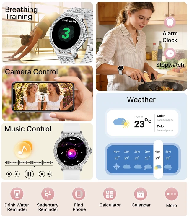 Alt view image 7 of 7 - Smart Watches for Women,1.32" HD Fitness Tracker Watch with Answer/Make Call,AI Voice Control,Heart Rate/Calories/SpO2 Monitor 100+ Sport Modes Ladies Smart Watch for Android iOS (Silver-A)