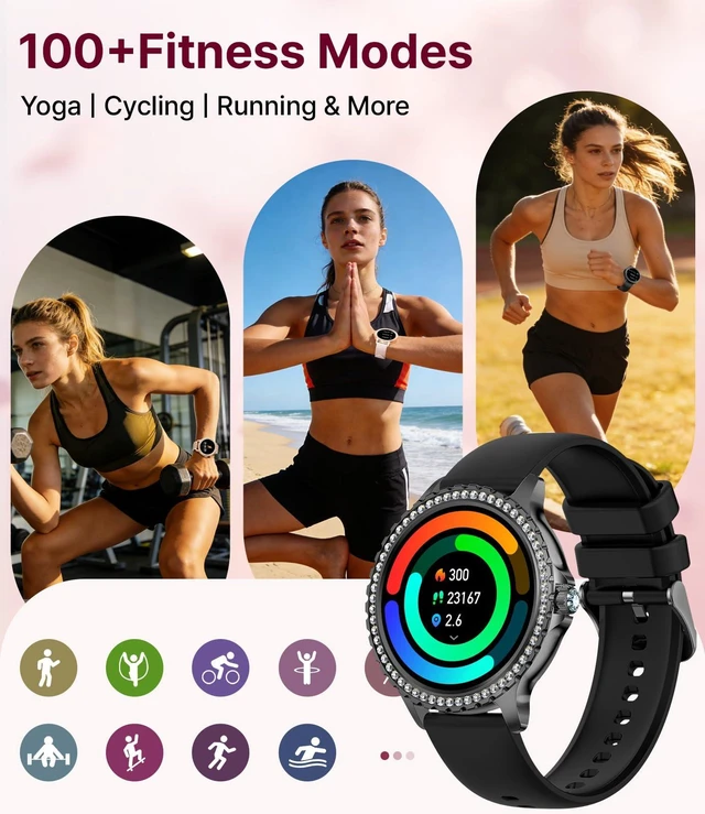 Alt view image 4 of 7 - Smart Watches for Women,1.32" HD Fitness Tracker Watch with Answer/Make Call,AI Voice Control,Heart Rate/Calories/SpO2 Monitor 100+ Sport Modes Ladies Smart Watch for Android iOS (Black)