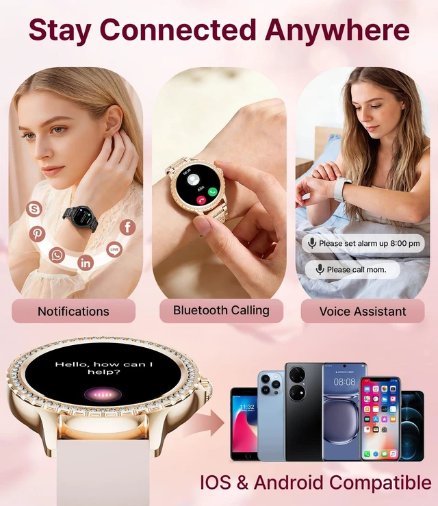 Alt view image 3 of 7 - Smart Watches for Women,1.32" HD Fitness Tracker Watch with Answer/Make Call,AI Voice Control,Heart Rate/Calories/SpO2 Monitor 100+ Sport Modes Ladies Smart Watch for Android iOS (Black)