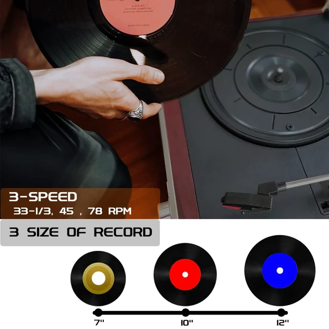 Alt view image 6 of 7 - Vinyl Record Player 9 in 1 3 Speed Bluetooth Vintage Turntable CD Cassette Player AM/FM Radio USB Recorder Aux-in RCA Line-Out (Silver)