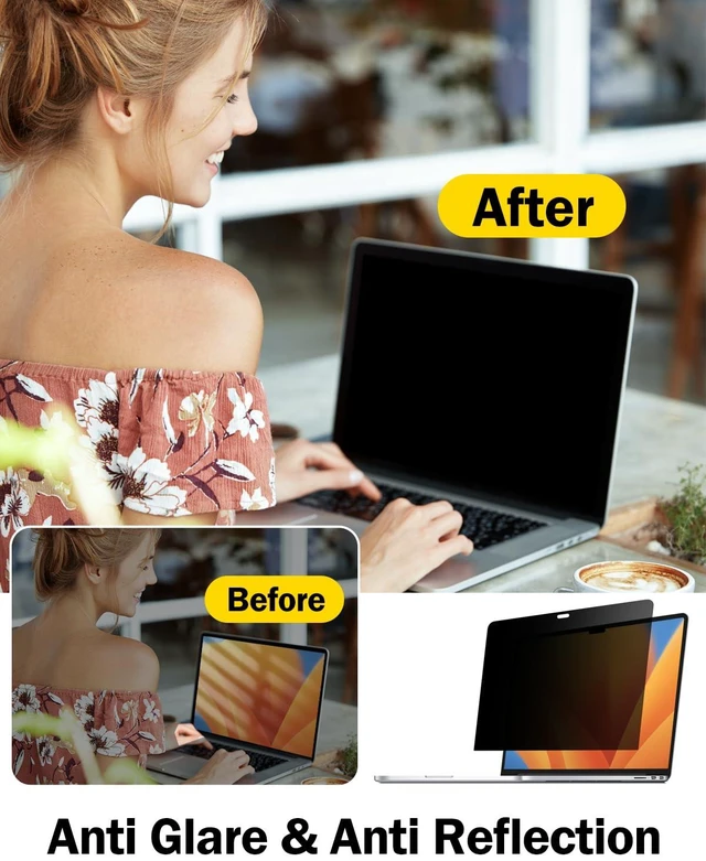 Alt view image 5 of 7 - 360° Privacy Screen Protector Compatible with MacBook Pro 16 inch (2024, 2023, 2022, 2021, M4, M3, M2, M1, Pro, Max), Anti Peeping Anti Glare Anti Blue Light Laptop Privacy Screen Shield