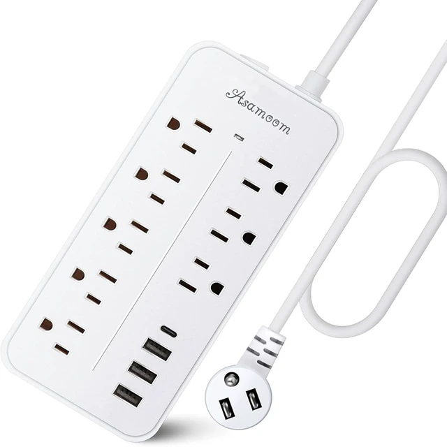 Main image of 25FT Power Strip Extension Cord with USB C, Flat Plug Power Strip with Long Cord, 8 Outlets and 4 USB Port,ETL Listed
