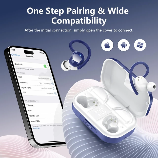 Alt view image 4 of 7 - Wireless Earbuds, Bluetooth 5.4 Sport Headphones, 128H Playtime Over Ear Buds for Small Ear, Stereo Deep Bass, Sport Wireless Bluetooth Earphones, IPX7 Waterproof Running Headphones for iOS Android