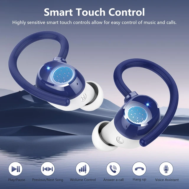Alt view image 7 of 7 - Wireless Earbuds, Bluetooth 5.4 Sport Headphones, 128H Playtime Over Ear Buds for Small Ear, Stereo Deep Bass, Sport Wireless Bluetooth Earphones, IPX7 Waterproof Running Headphones for iOS Android