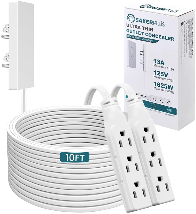 Main image of Outlet Concealer Power Strip, Baby Proof Outlet Covers Ultra Flat Plug Cord, Outlet Cover Extender with 6 AC Outlets, 10FT, Child & Pet Safe(Dual 10 Foot)