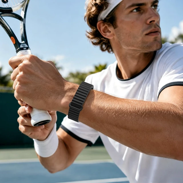 Alt view image 7 of 7 - Magnetic Silicone Sport Band Compatible with Google Fitbit Air Soft Silicone Solo Loop, Strong Magnets, Auto Quick Lock, Adjustable Strap Replacement Wristband, Waterproof & Sweatproof