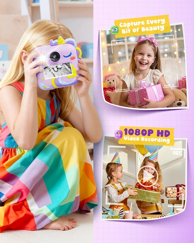 Alt view image 3 of 7 - Kids Camera Instant Print, Toddler Cameras Christmas Birthday Gifts for Girls Age 3-12, Digital Video Instant Printable Camera for Kids,Toys for Ages 5-7 Girls (Green)