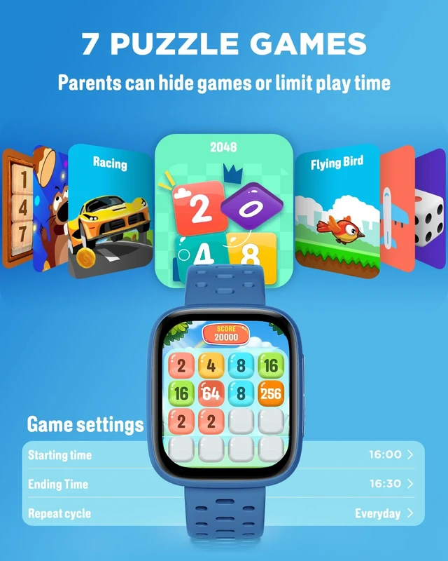 Alt view image 7 of 7 - Kids Watch No Phone Needed, 1.8" Amoled Smart Fitness Watch Pedometer, Heart Rate, Sleep Tracker, 30m Waterproof, Step Counter, Games, 100+ Dials, Gifts for Boys Girls 5-16, Blue