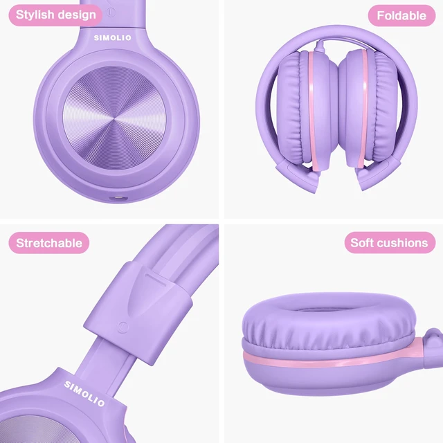 Alt view image 7 of 7 - Manyshare Kids Wired Headphones with Mic, USB C & 3.5mm Plug in Audio Sharing USB C Headset, Safe Volume & HD Mic, Durable Foldable with Compact Pouch for Tablet Kindle iPhone iPad Travel