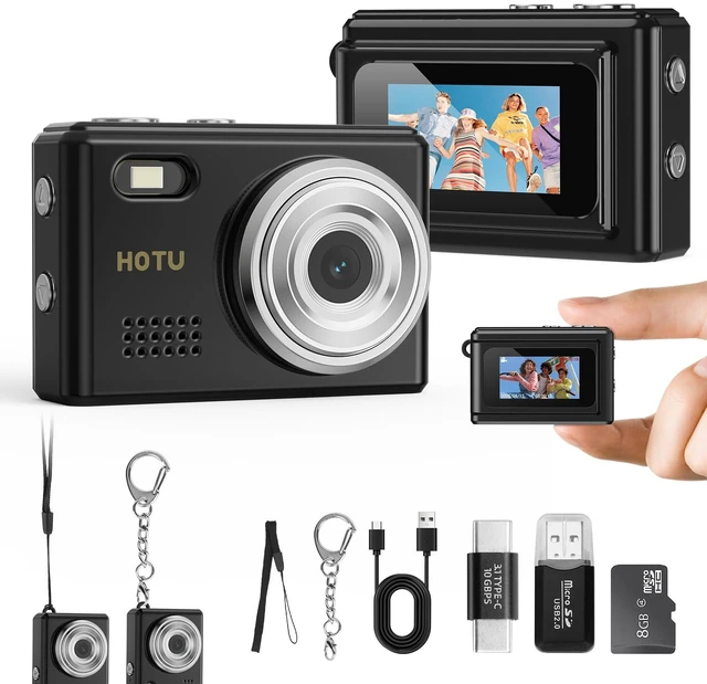 Main image of Mini Keychain Digital Camera, Y2K Pocket-Size Mini Camera, 2MP 1080P Small Camera with 8GB Card, Video Recorder with Long Battery Life for Travel, Party and Vlog (Black)