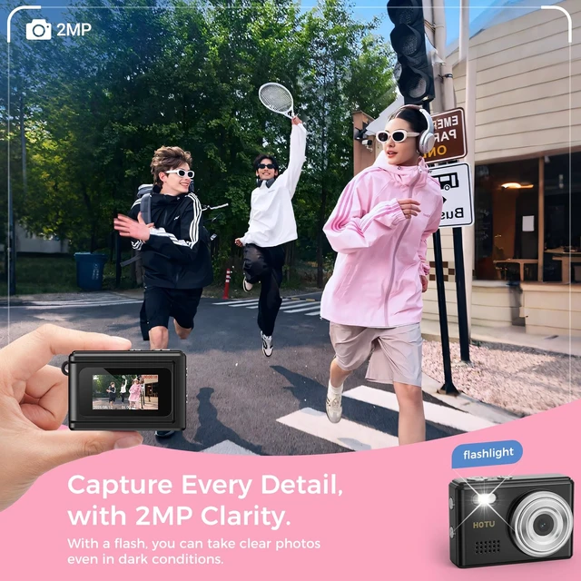 Alt view image 3 of 7 - Mini Keychain Digital Camera, Y2K Pocket-Size Mini Camera, 2MP 1080P Small Camera with 8GB Card, Video Recorder with Long Battery Life for Travel, Party and Vlog (Black)
