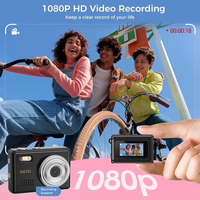 Alt view image 4 of 7 - Mini Keychain Digital Camera, Y2K Pocket-Size Mini Camera, 2MP 1080P Small Camera with 8GB Card, Video Recorder with Long Battery Life for Travel, Party and Vlog (Black)