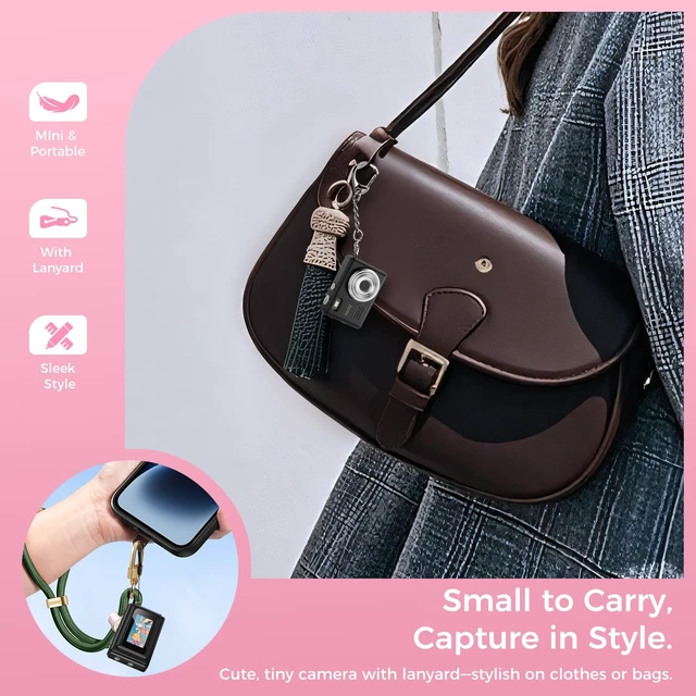 Alt view image 6 of 7 - Mini Keychain Digital Camera, Y2K Pocket-Size Mini Camera, 2MP 1080P Small Camera with 8GB Card, Video Recorder with Long Battery Life for Travel, Party and Vlog (Black)
