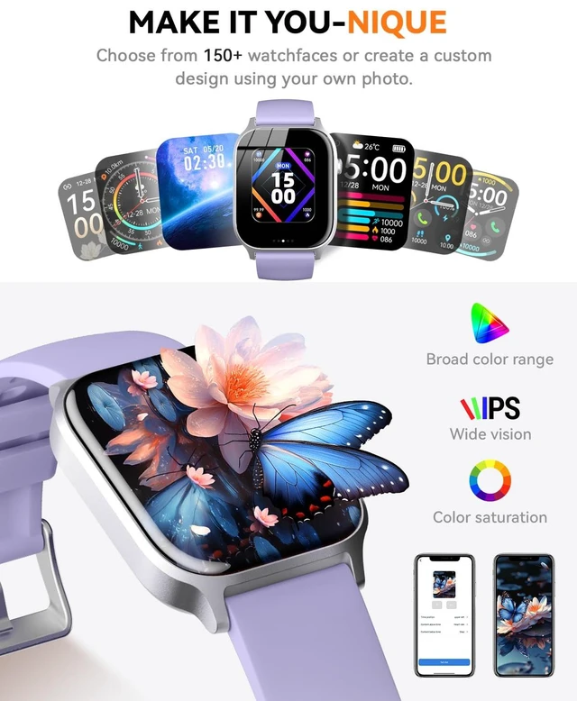 Alt view image 5 of 7 - Smart Watches for Women Men, Fitness Tracker Watch with 110 Sports Modes, Step Counter/Sleep Monitor/Pedometer, IP68 Waterproof, Bluetooth Call & Music Control Smartwatch for iPhone/Android,Pueple