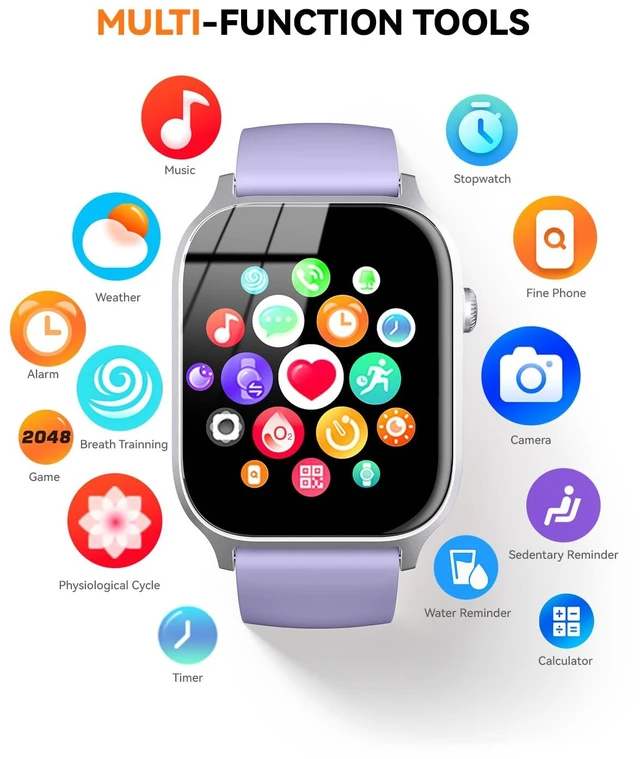 Alt view image 7 of 7 - Smart Watches for Women Men, Fitness Tracker Watch with 110 Sports Modes, Step Counter/Sleep Monitor/Pedometer, IP68 Waterproof, Bluetooth Call & Music Control Smartwatch for iPhone/Android,Pueple