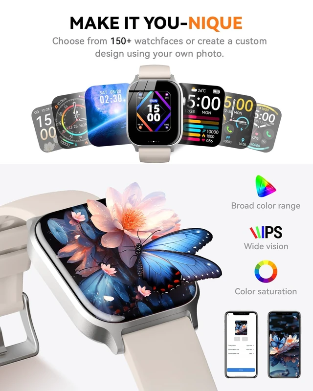 Alt view image 5 of 7 - Smart Watches for Women Men, Fitness Tracker Watch with 110 Sports Modes, Step Counter/Sleep Monitor/Pedometer, IP68 Waterproof, Bluetooth Call & Music Control Smartwatch for iPhone/Android,Starlight