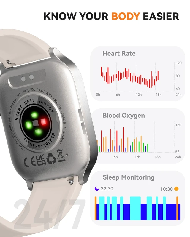 Alt view image 4 of 7 - Smart Watches for Women Men, Fitness Tracker Watch with 110 Sports Modes, Step Counter/Sleep Monitor/Pedometer, IP68 Waterproof, Bluetooth Call & Music Control Smartwatch for iPhone/Android,Starlight