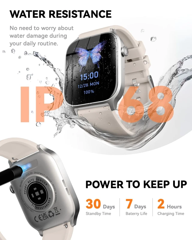 Alt view image 6 of 7 - Smart Watches for Women Men, Fitness Tracker Watch with 110 Sports Modes, Step Counter/Sleep Monitor/Pedometer, IP68 Waterproof, Bluetooth Call & Music Control Smartwatch for iPhone/Android,Starlight