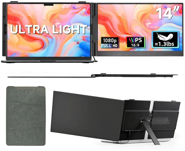 Main image of Ultra-Thin Laptop Screen Extender 14" - Dual Portable Monitor Lightweight 1080P IPS Second Extra Screen for Remote Work/Business/Travel/Home Office, Compatible with Windows/Mac/Chrome