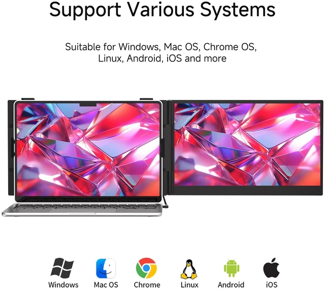Alt view image 4 of 7 - Ultra-Thin Laptop Screen Extender 14" - Dual Portable Monitor Lightweight 1080P IPS Second Extra Screen for Remote Work/Business/Travel/Home Office, Compatible with Windows/Mac/Chrome