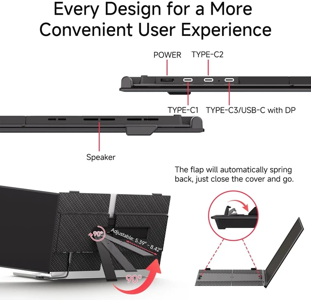 Alt view image 7 of 7 - Ultra-Thin Laptop Screen Extender 14" - Dual Portable Monitor Lightweight 1080P IPS Second Extra Screen for Remote Work/Business/Travel/Home Office, Compatible with Windows/Mac/Chrome