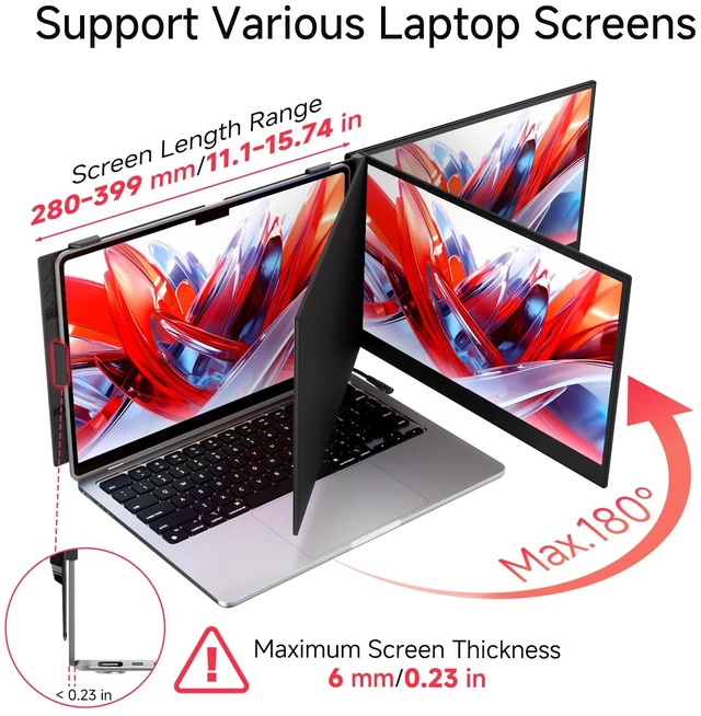 Alt view image 6 of 7 - Ultra-Thin Laptop Screen Extender 14" - Dual Portable Monitor Lightweight 1080P IPS Second Extra Screen for Remote Work/Business/Travel/Home Office, Compatible with Windows/Mac/Chrome