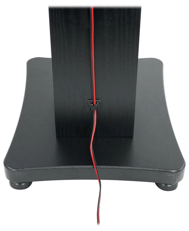 Alt view image 4 of 7 - SS36B Black Wood Grain 36" Solid Home Speaker Stands Pair 100 Lbs Capacity, Solid MDF Wood, Not Hollow, Isolation Pads, Brass and Rubber Spikes, 2 Top Platform Sizes, Cable Management