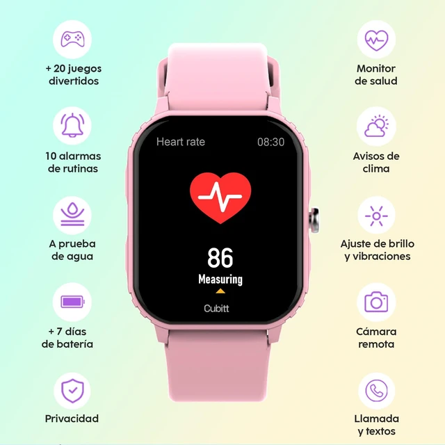 Alt view image 4 of 7 - Teens Smartwatch, 1.85 Touchscreen Fitness Tracker Dreamy Pink For Ages 1114, 6 Sport Modes, HR & Sleep Monitor, Built-in Games, Parental Lock, IP68 Water Resistance, 7-Day Battery