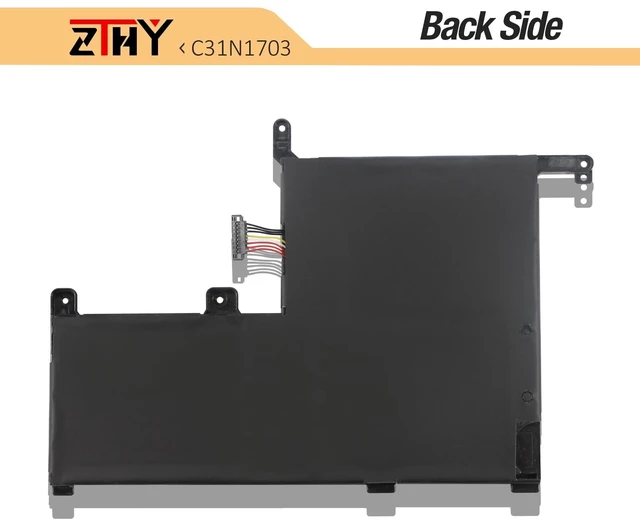 Alt view image 6 of 7 - C31N1703 Laptop Battery Replacement for Asus Zenbook Flip Q505U Q505UA Q525U Q525UA UX561U UX561UA UX561UN Q505UA-BI5T7 Q505UA-BI5T9 Q525UA-BI7T9 UX561UA-BO003T UX561UA-BO052T C31P0J1 11.55V 52Wh