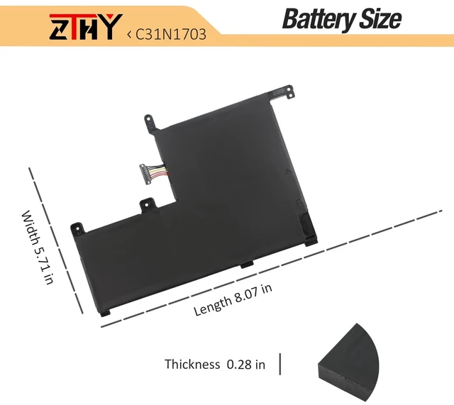 Alt view image 7 of 7 - C31N1703 Laptop Battery Replacement for Asus Zenbook Flip Q505U Q505UA Q525U Q525UA UX561U UX561UA UX561UN Q505UA-BI5T7 Q505UA-BI5T9 Q525UA-BI7T9 UX561UA-BO003T UX561UA-BO052T C31P0J1 11.55V 52Wh