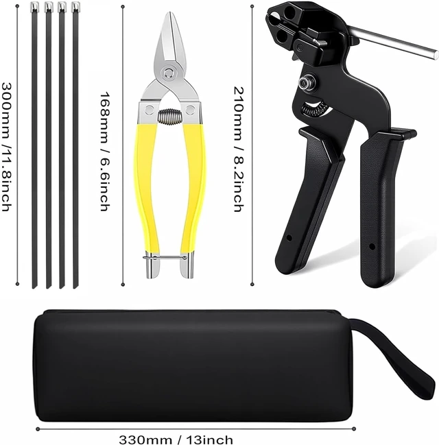 Alt view image 2 of 7 - Stainless Steel Cable Tie Gun & 100pcs 12in Black Metal Zip Ties Self-Locking, UV & Corrosion Resistant Stainless Steel Zip Ties for fence repair, Exhaust Wrap, Chicken Coop, Pipe, Farm Use