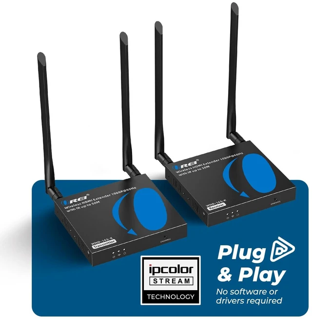 Alt view image 4 of 7 - 1080p HDMI Sender and Receiver Wireless 165ft, IR Support, Low Latency Wireless HDMI Extender 5GHz, HDMI Loop Out, SSID Pairing, Channel Switching, IR Passback, 24/7 Operation