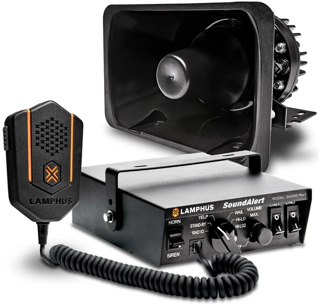 Main image of SoundAlert 100W Police Siren Speaker PA System Kit for Truck Cars 120-130dB Bullhorn Speaker, 2 x 16A Switch, Hands-Free Air Horn, PTT Mic, Radio Rebroadcast, For Truck Car Emergency Vehicle