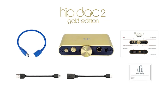 Alt view image 6 of 7 - Hip-dac2 Gold Edition - Portable Balanced DAC Headphone Ampler for Android, iPhone with USB Input Only/Outputs: 3.5mm Unbalanced / 4.4mm Balanced MQA Decoder