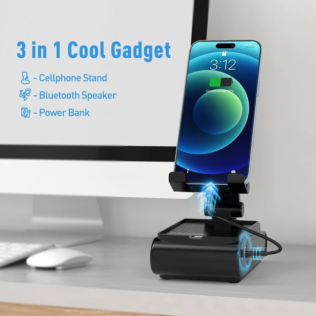 Alt view image 4 of 7 - Birthday Gifts for Men, Portable Bluetooth Speaker with Cell Phone Stand Unique Gifts for Women Dad Husband, Cool Tech Gadget Ideal Gifts Wireless Speaker, Stocking Stuffers Electronics for Him Men