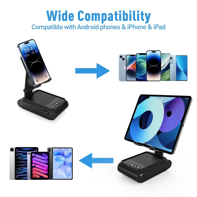 Alt view image 7 of 7 - Birthday Gifts for Men, Portable Bluetooth Speaker with Cell Phone Stand Unique Gifts for Women Dad Husband, Cool Tech Gadget Ideal Gifts Wireless Speaker, Stocking Stuffers Electronics for Him Men