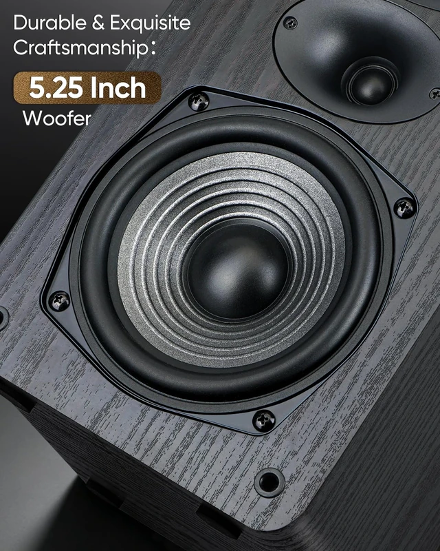 Alt view image 5 of 6 - 3-Way Passive Bookshelf Speakers 5.25inch Woofer 50W*2 Power,48Hz Deep Bass,4,HiFi Audio For Home Theater/Turntable/Stereo Receiver,NEEDS AMPLIFIER, Pair