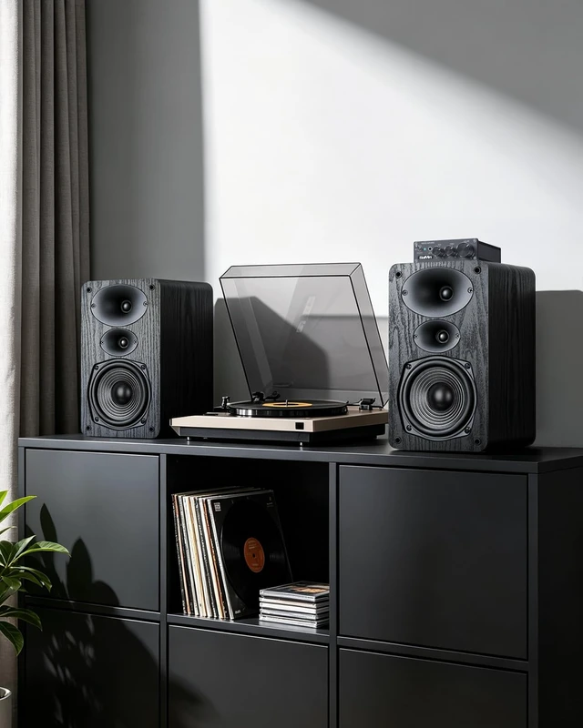 Alt view image 6 of 6 - 3-Way Passive Bookshelf Speakers 5.25inch Woofer 50W*2 Power,48Hz Deep Bass,4,HiFi Audio For Home Theater/Turntable/Stereo Receiver,NEEDS AMPLIFIER, Pair