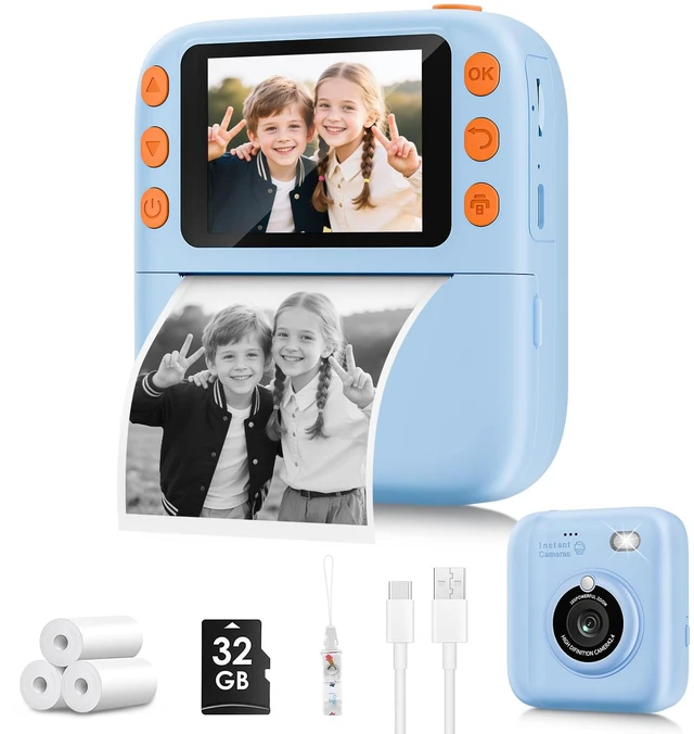 Main image of Instant Print Camera for Kids, Christmas Birthday Gifts for Girls Boys, 1080P Instant Digital Print Cameras for Toddler,Portable Toy for 4 5 6 7 8 9 10 Year Old Girl with 32GB SD CardLight Blue