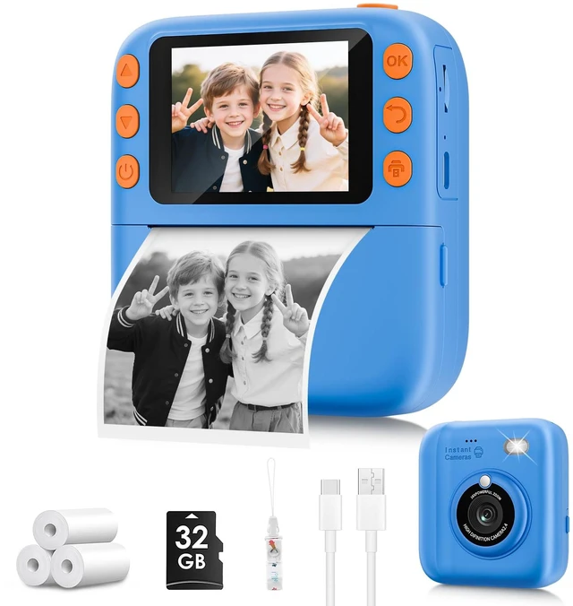 Main image of Instant Print Camera for Kids, Christmas Birthday Gifts for Girls Boys, 1080P Instant Digital Print Cameras for Toddler,Portable Toy for 4 5 6 7 8 9 10 Year Old Girl with 32GB SD CardBlue