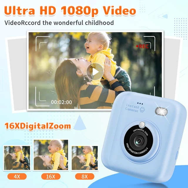 Alt view image 4 of 7 - Instant Print Camera for Kids, Christmas Birthday Gifts for Girls Boys, 1080P Instant Digital Print Cameras for Toddler,Portable Toy for 4 5 6 7 8 9 10 Year Old Girl with 32GB SD CardLight Blue