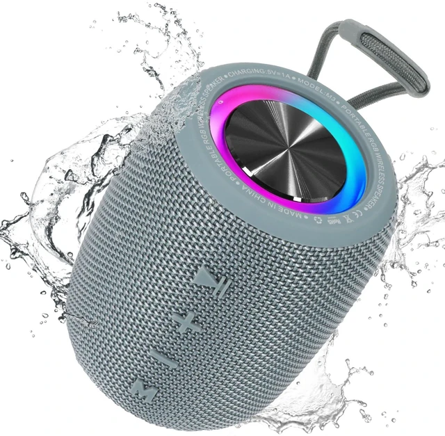 Main image of Portable Bluetooth Speaker, 20W Bass & IPX6 Waterproof Wireless Speaker 16H Playtime, BT5.3 Small Speaker with Multi LED Light Supports USB, FM Radio, AUX/TF Card for Home, Cycling, Outdoor, Beach