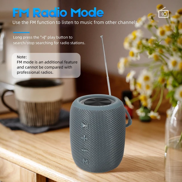 Alt view image 5 of 7 - Portable Bluetooth Speaker, 20W Bass & IPX6 Waterproof Wireless Speaker 16H Playtime, BT5.3 Small Speaker with Multi LED Light Supports USB, FM Radio, AUX/TF Card for Home, Cycling, Outdoor, Beach
