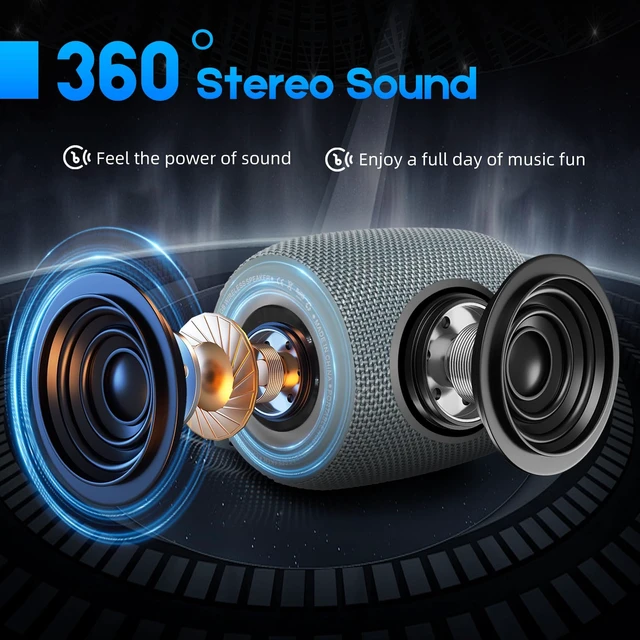 Alt view image 2 of 7 - Portable Bluetooth Speaker, 20W Bass & IPX6 Waterproof Wireless Speaker 16H Playtime, BT5.3 Small Speaker with Multi LED Light Supports USB, FM Radio, AUX/TF Card for Home, Cycling, Outdoor, Beach